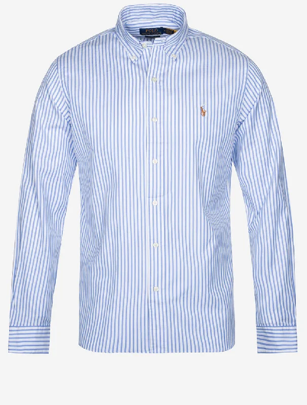 Button Down Oxford Stripe Shirt Blue