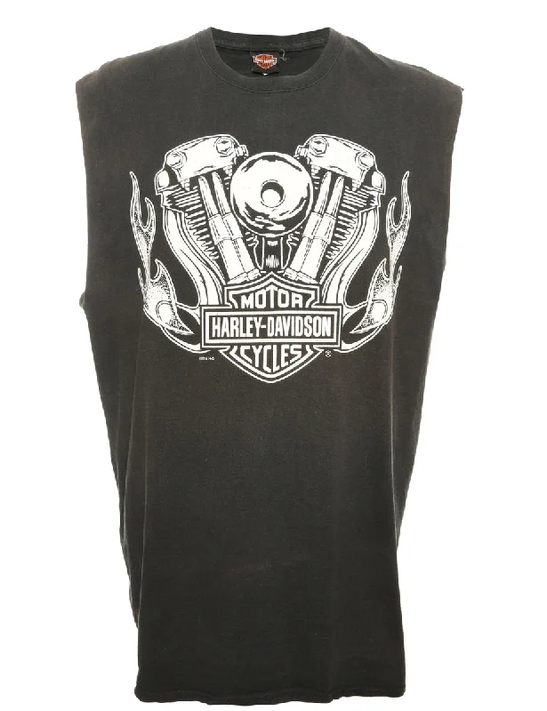 Black Harley Davidson Printed T-shirt - L