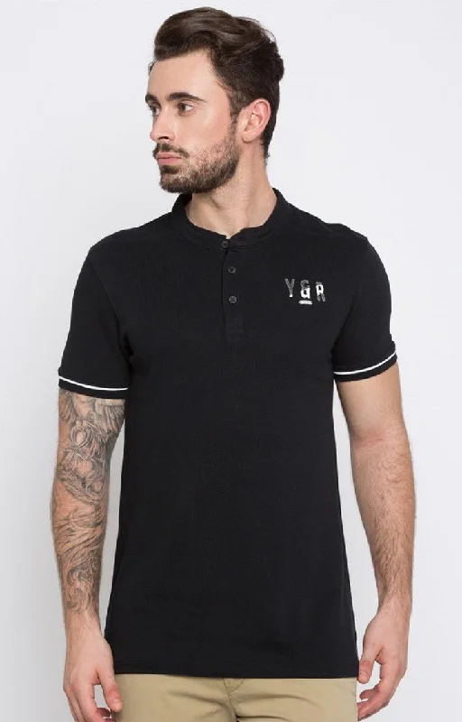 Spykar Black Solid Men T-Shirts