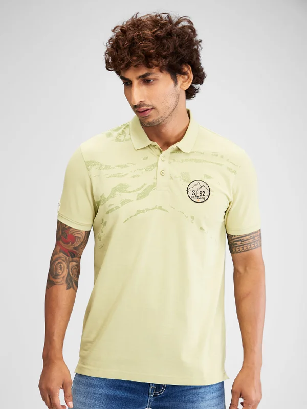 Spykar Men Solid Green Slim Fit Half Sleeves T-Shirt