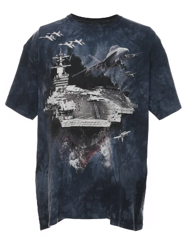 Multi-Colour Navy The Mountain Tie Dye T-Shirt - XL