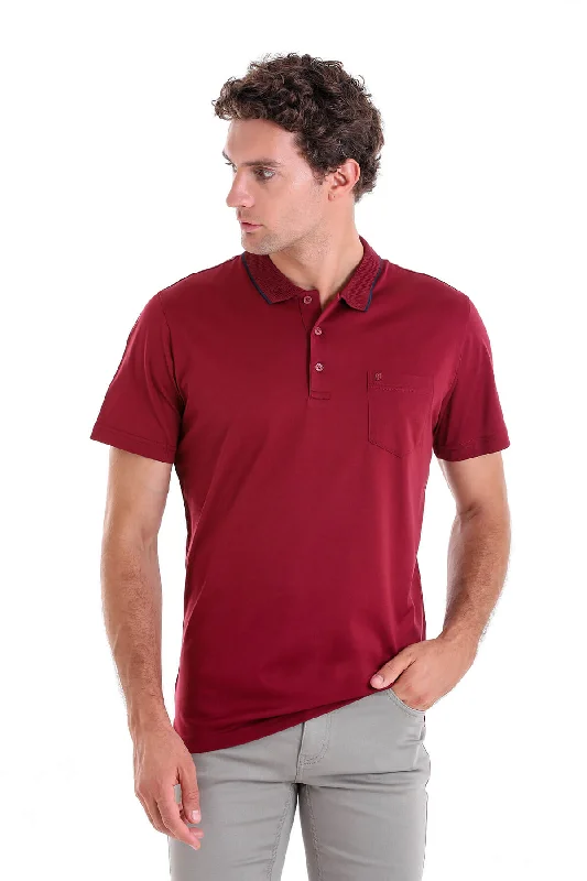 Regular Fit Burgundy Basic 100% Cotton Polo T-Shirt