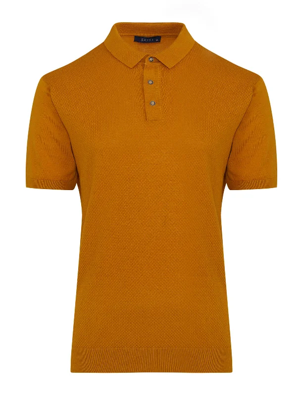 Regular Fit Cotton Blend Mustard Polo T-Shirt