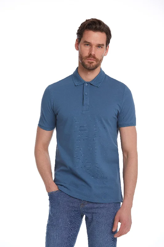 Regular Fit Indigo Basic Cotton Polo T-Shirt