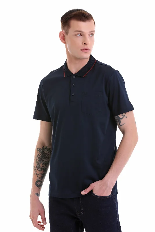 Regular Fit Navy Basic Cotton Polo T-Shirt