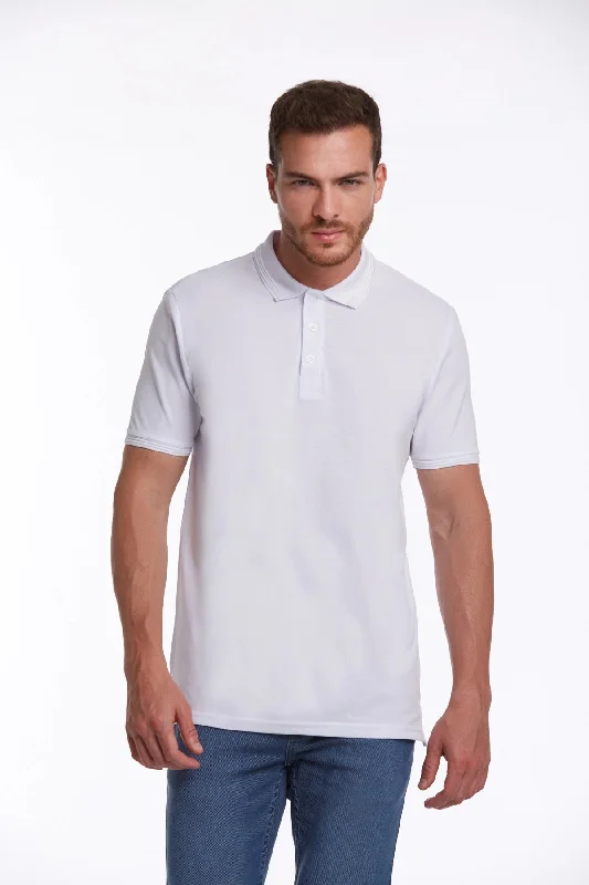 Regular Fit White Basic 100% Cotton Polo T-Shirt