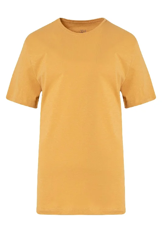 Slim Fit 100% Cotton Mustard Crew Neck T-Shirt