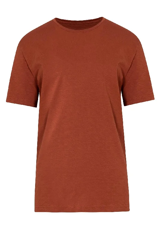 Slim Fit Basic Cotton Brick Crew Neck T-Shirt