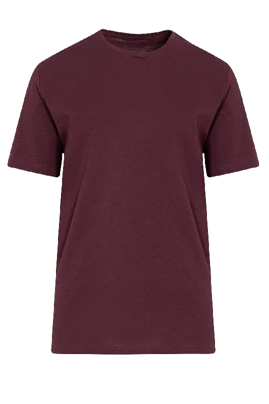 Slim Fit Basic Cotton Plum Crew Neck T-Shirt